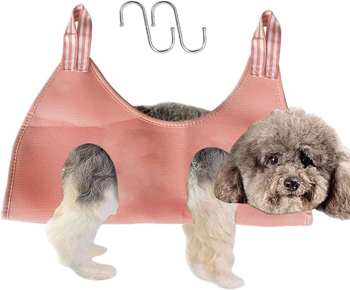 Hangmat voor Huisdieren - Huisdier Verzorgingsmat - Nagels Knippen - Ademend Polyester Katoen - XS - Roze