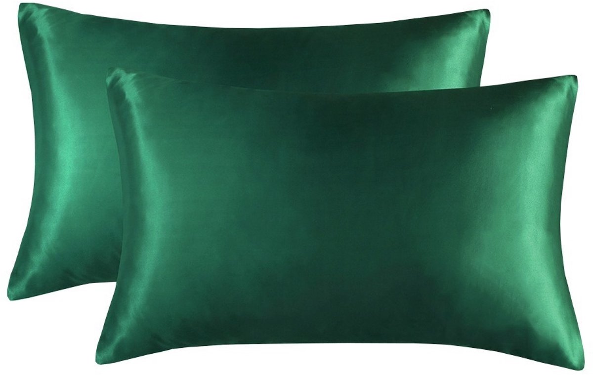 Simulatie zijde kussenslopen set van 2 stuks - 30x45cm - duurzaam - comfortabel-Groen