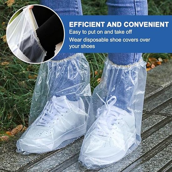 10 Paar Wegwerp Overschoenen - Waterdicht Schoenhoesjes - Waterdicht - Antislip - wegwerp - Geschikt voor de meeste schoenmaten - Transparant — afbeelding 5