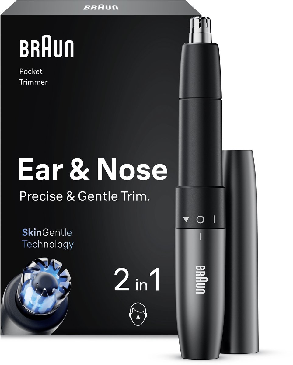 Braun EN20 Pocket Oor- & Neustrimmer - Zakformaat - Dubbele scheerelementen - Grijs