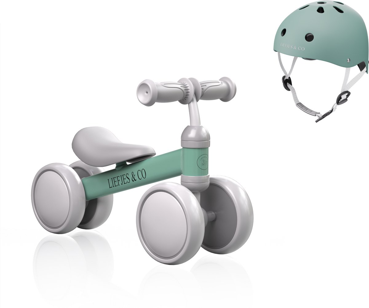 Liefjes & Co Loopfiets / Driewieler Vanaf 1 Jaar Met Helm Salliegroen