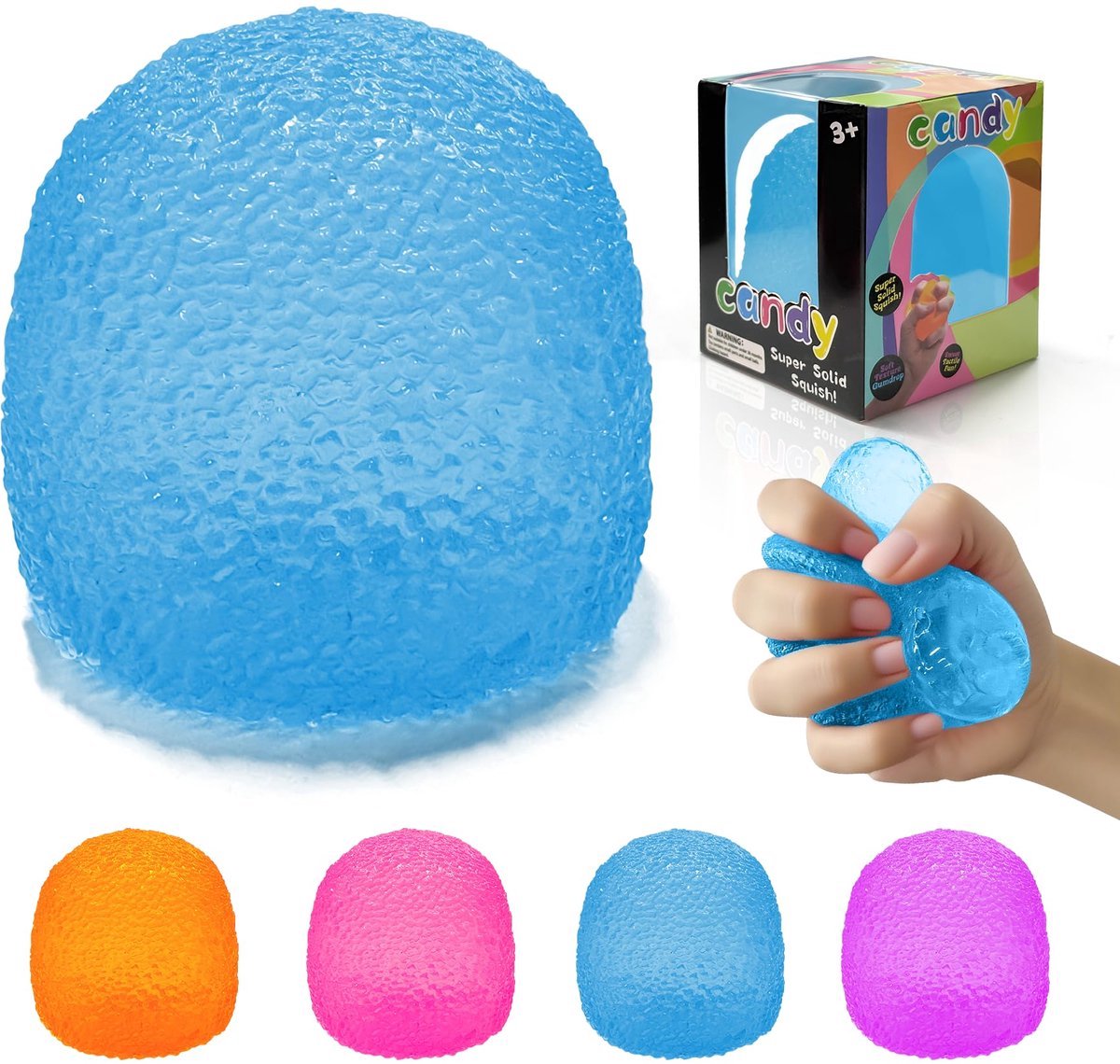 Casalora Stressbal Snoepvorm – Squishy Anti Stress Bal – Super Stevige Knijpbal – Sensorisch Speelgoed voor Kinderen & Volwassenen