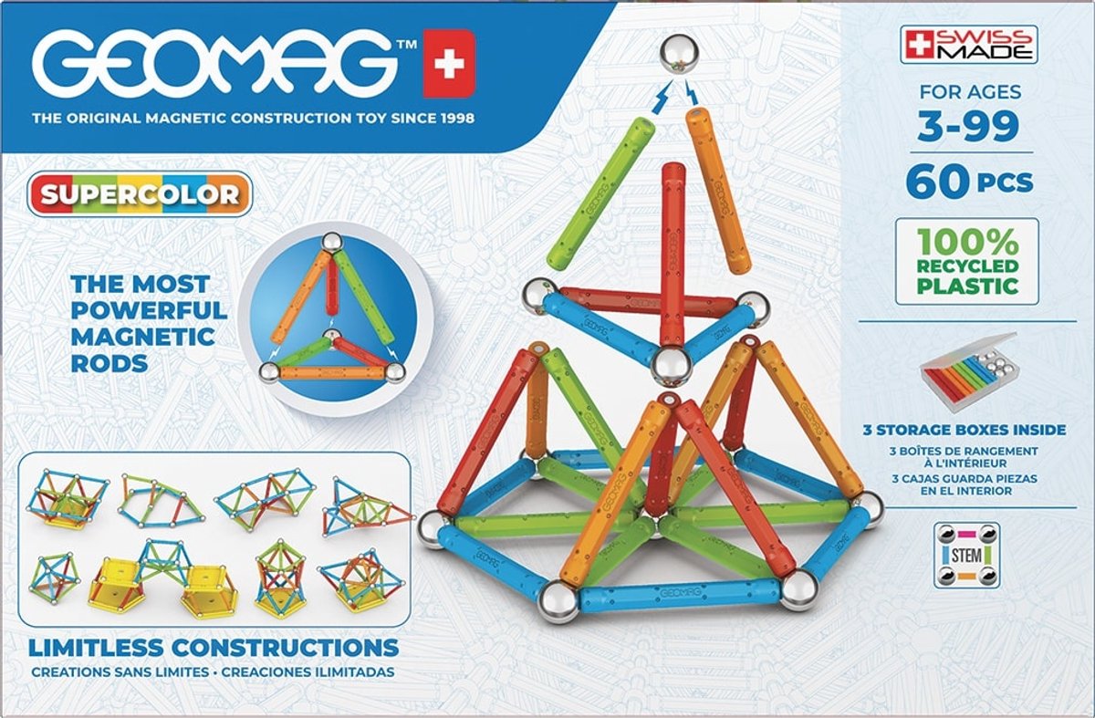 Geomag Super Color Recycled - Magnetisch Constructiespeelgoed met Panelen - 60-delig - Vanaf 3 jaar — afbeelding 6