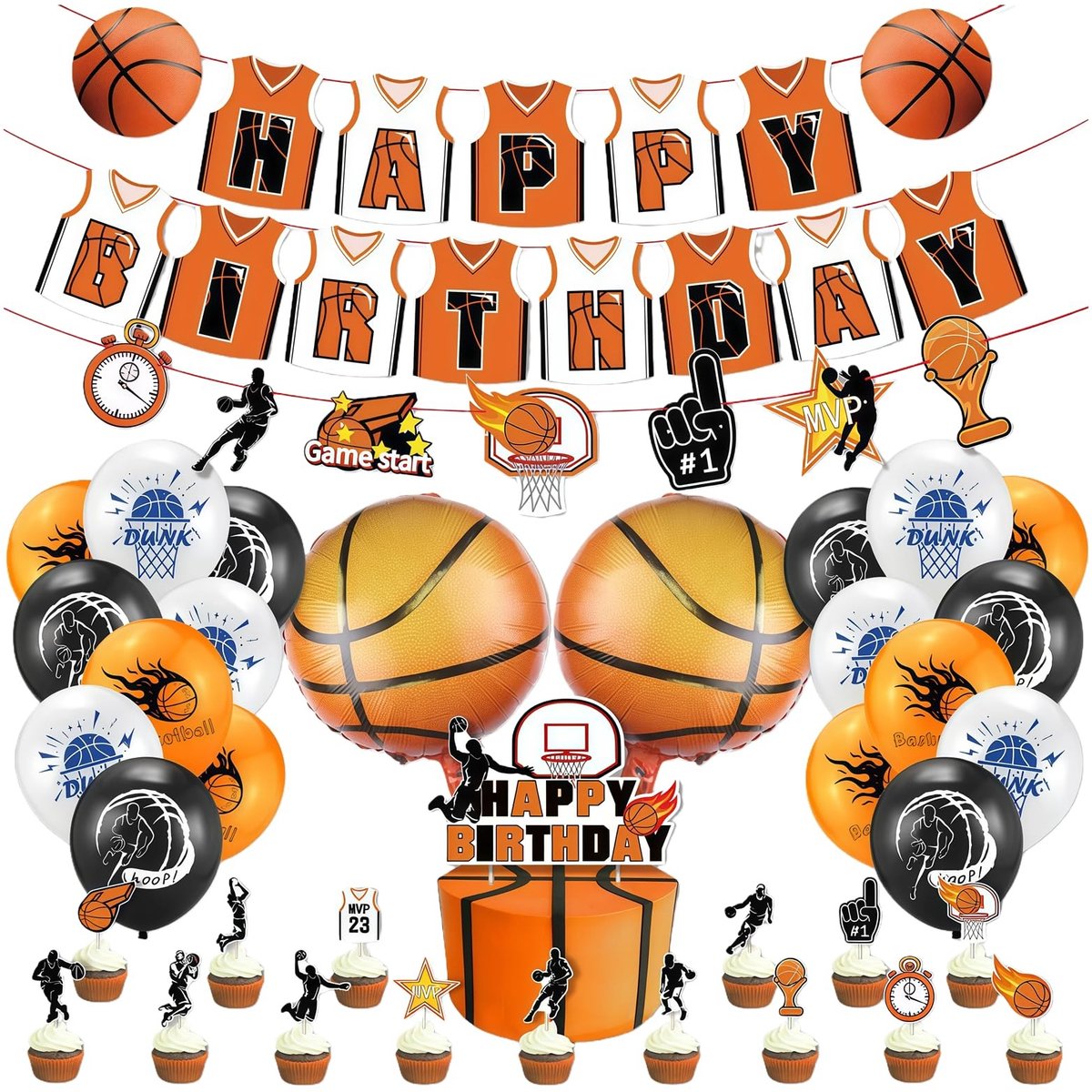 Solidchoice - 38-delige Basketbal Feestdecoratie Set - Verjaardag Decoratie voor Sportliefhebbers