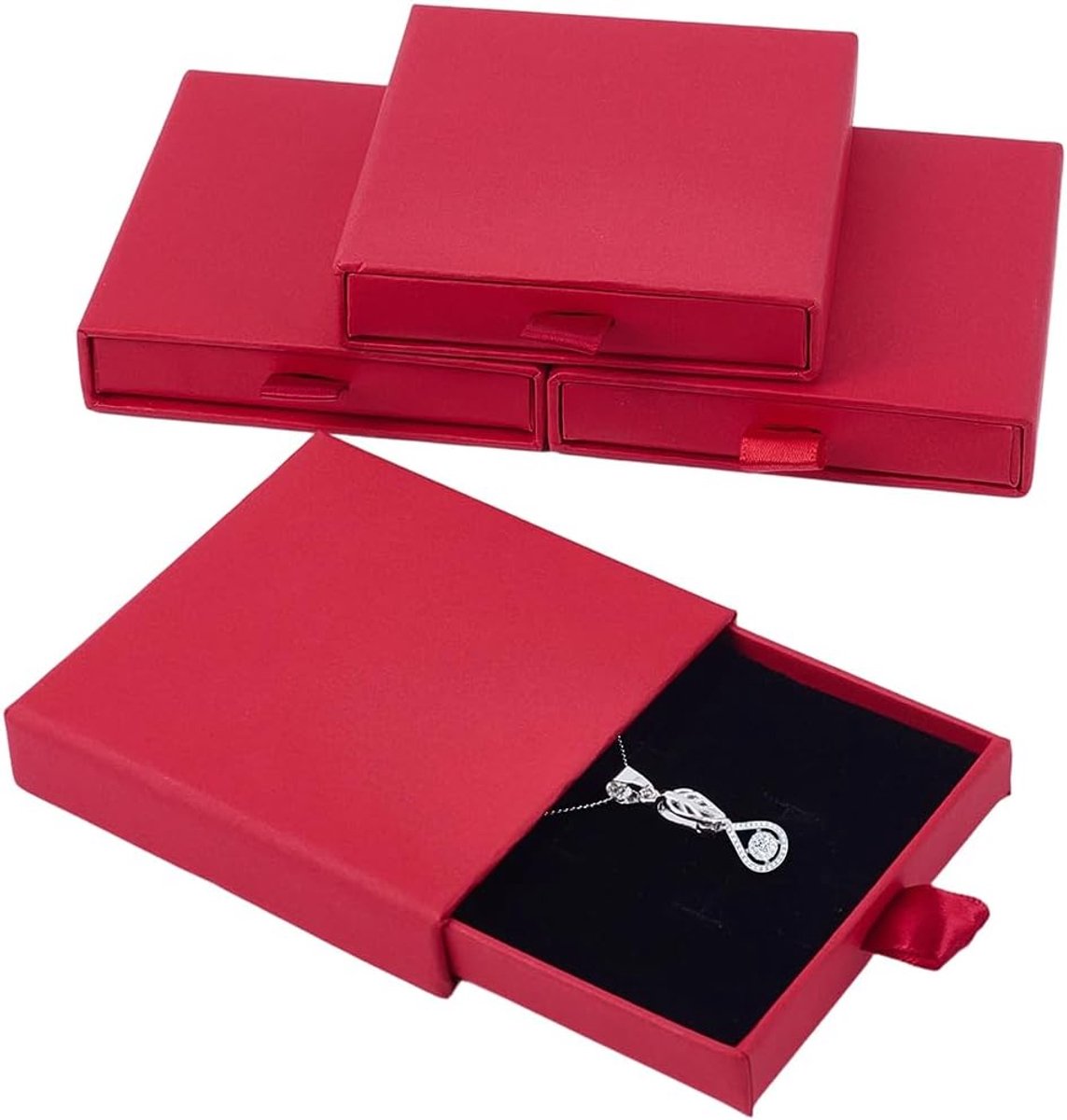 4 stuks rode sieraden geschenkdozen kleine geschenkdozen met deksels bulk vierkant 8 x 8 x 1,7 cm uittrekbare - ShopVlot
