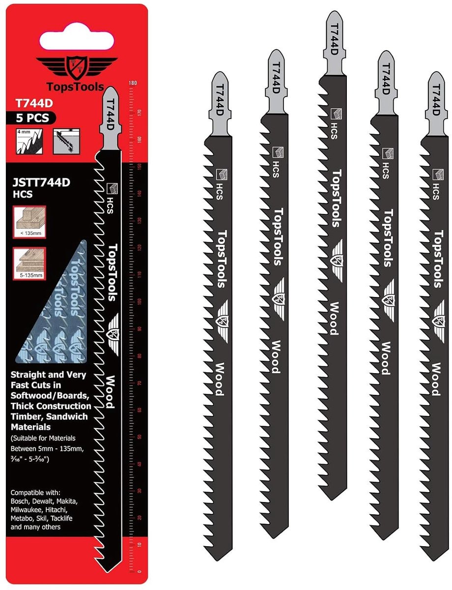 5 x TopsTools JSTT744D T744D 180mm Long Clean and Fast Saw Blades for Wood Saws - ShopVlot