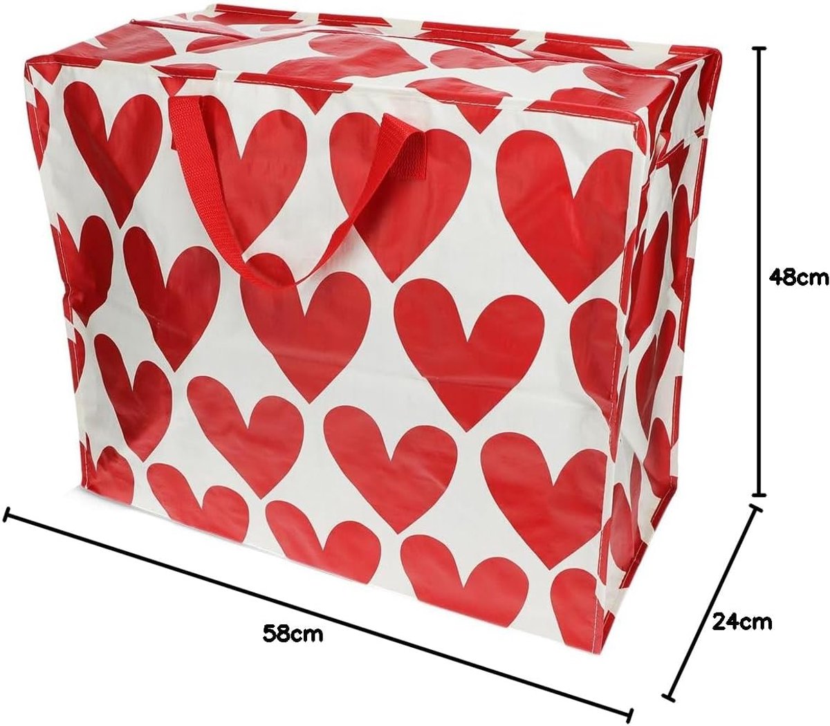 Rex London - XXL giant bag, storage bag with zip, colourful pattern (hearts/hearts) - ShopVlot