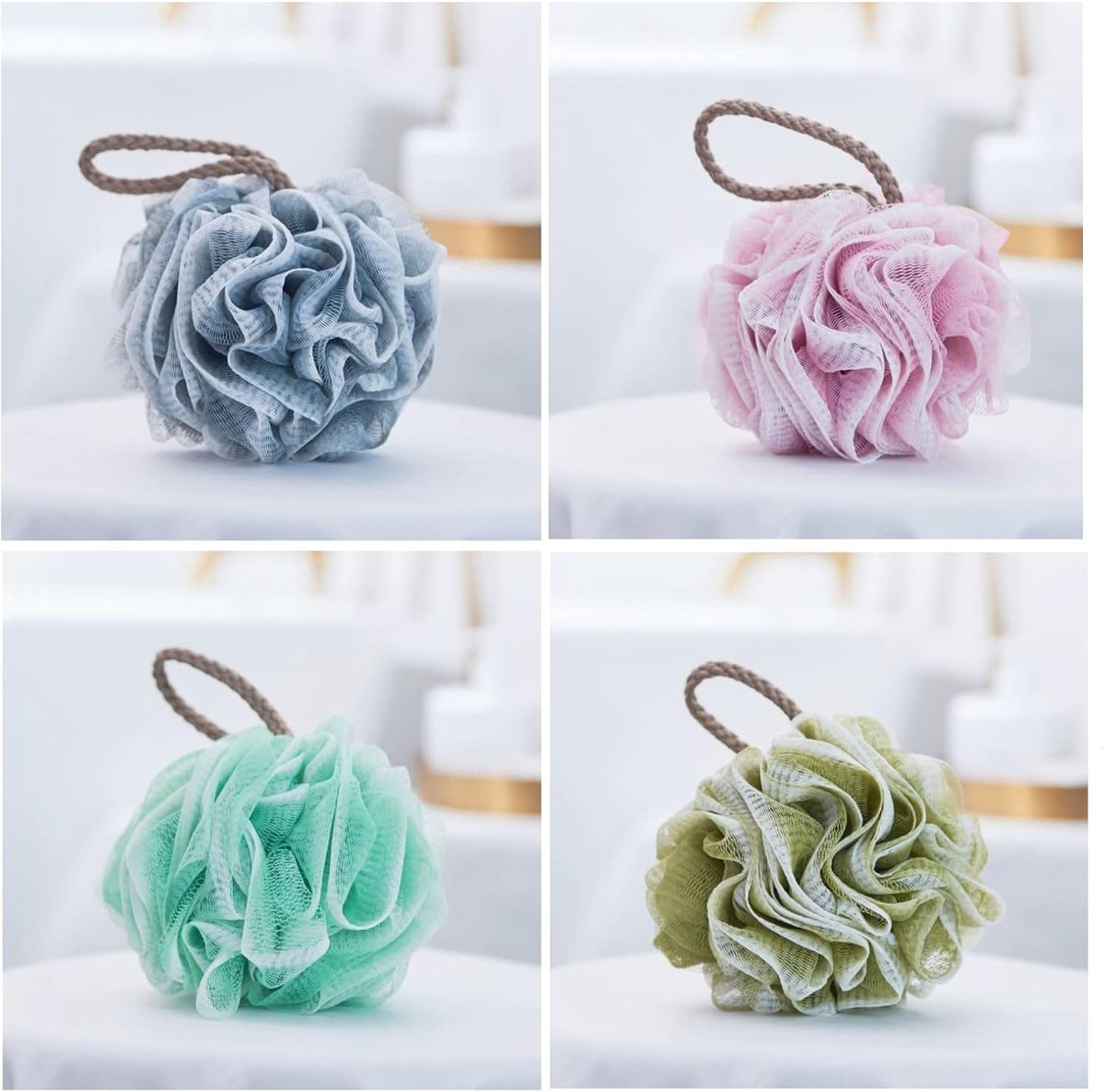 Shower sponge - Bath sponge - Massage sponge - Scrubbing sponge - Shower sponge - Set of 4 pieces - ShopVlot