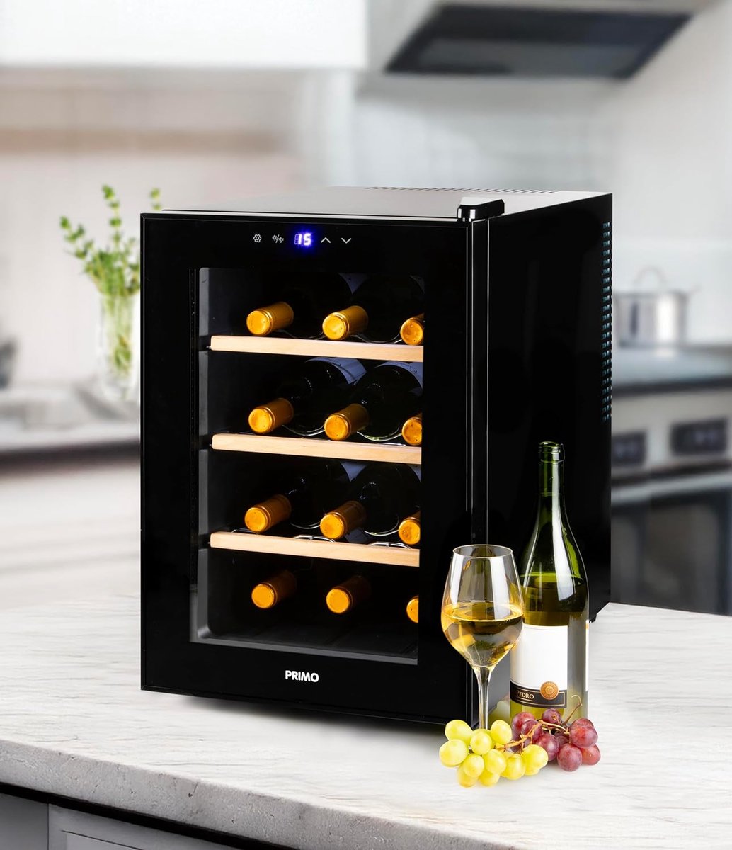 PRIMO PR190WK Wine Fridge - Wine Climate Cabinet 12 Bottles - F - Black - ShopVlot