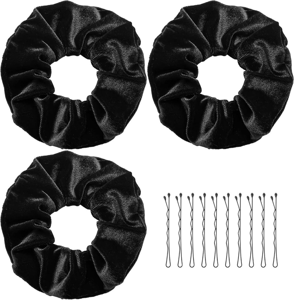 3 Pcs Velvet Hair Bobbles with Zip, Flannel Hair Elastic Band, Money Hiding Hair Band, with 10 Pcs Hair Clips for - ShopVlot