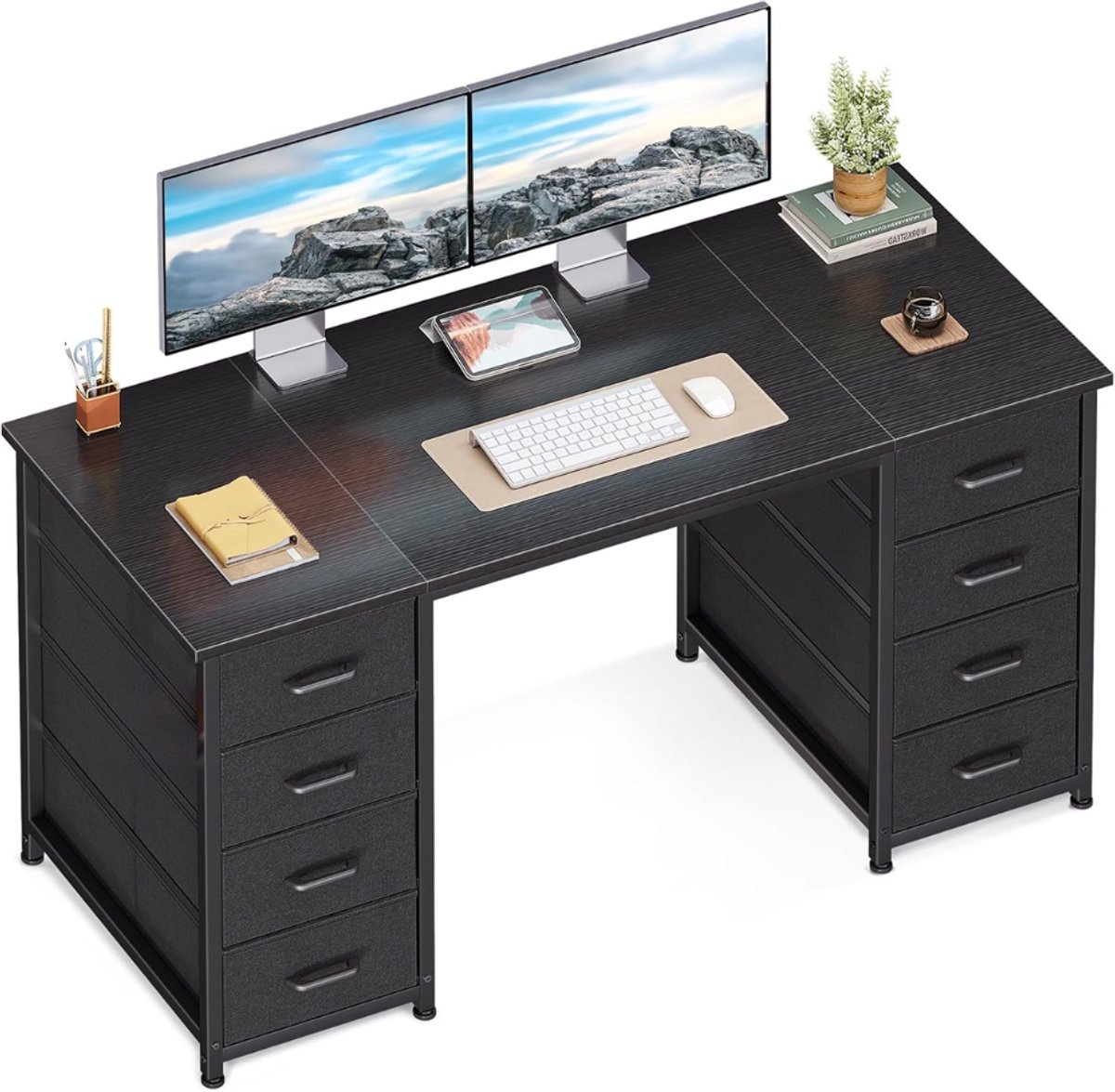 ZRNS® Secretair Bureau - Bureau Thuiskantoor - Computertafel - 8 Stoffen Laden - Zwart