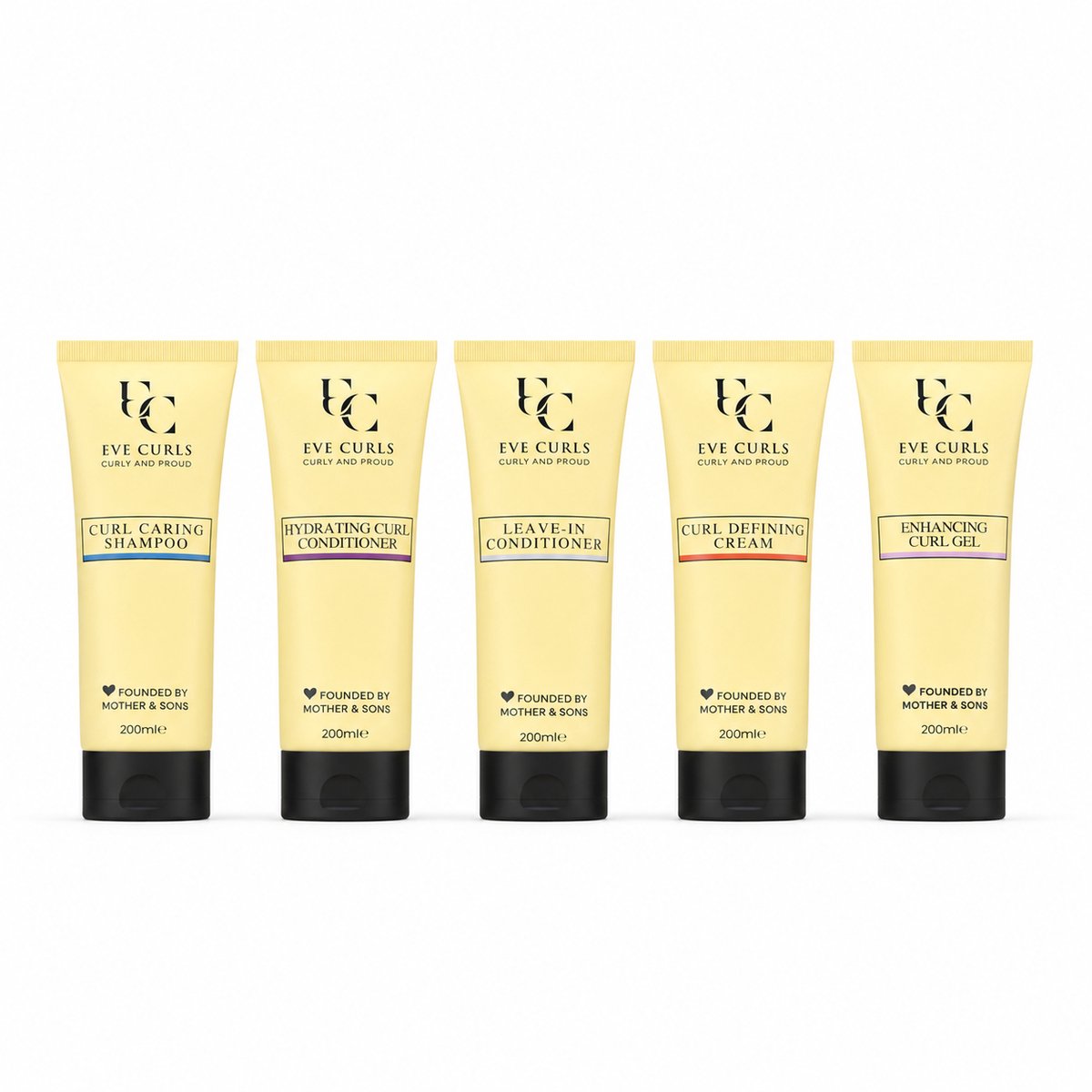 Eve Curls Krullen Verzorging 5 Pack - Krullend Haar Producten - Shampoo en Conditioner, Haar Creme - Curly Girl Haarverzorging - Krullen Haarstyling Voordeelverpakking - 5 x 200ml