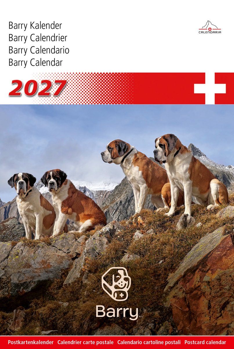 Calendaria - Postkartenkalender - Barry Postkartenkalender 2027- Zwitserland - Kalender - Formaat: 14 x 22 cm