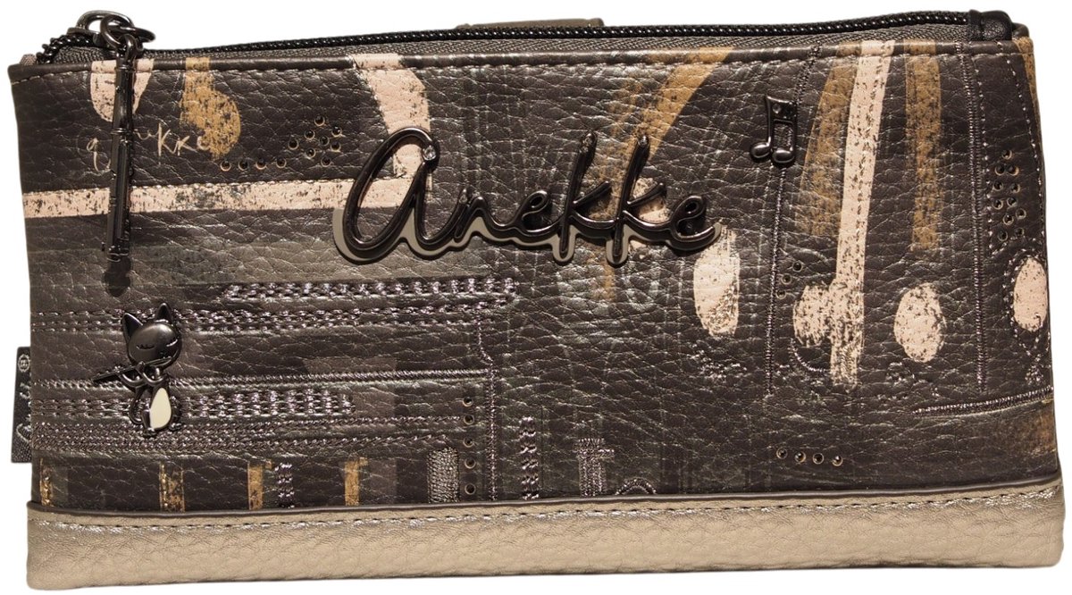 Anekke grijze dames portemonnee met print