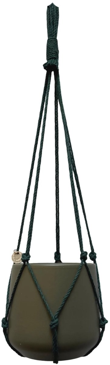 Plantenhanger Zonder Kwast - Kies Kleur en Lengte - Donkergroen - 50 cm lang - Katoenkoord - Geschikt voor Pot met Diameter van c.a. 10 cm - Handgemaakt in ons Macramé Atelier - Prijs per Stuk - Let op: Exclusief Pot - Inclusief Verzendkosten