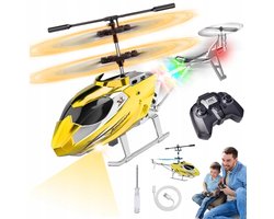 RC Vliegtuig - RC Helikopter - Afstandsbediening Helikopter Speelgoed - Binnen Mini Drone - met 3.5 Kanaal - 2,4GHz - 1 Druk Opstijgen & Hoogte Houden - LED Licht - Voor Beginners en Kinderen - Goud
