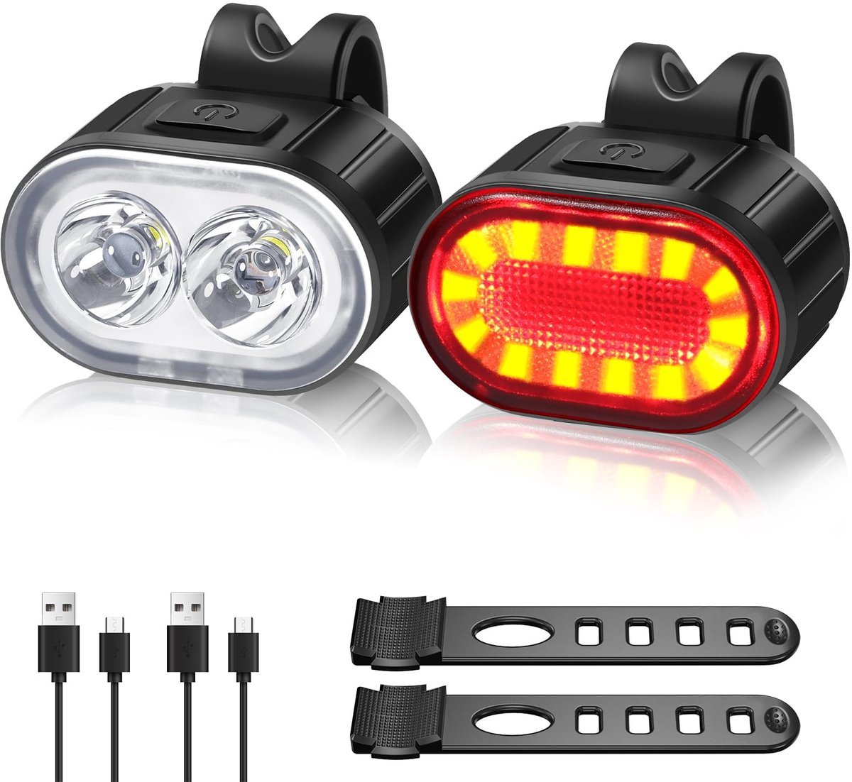 Casalora Fietslicht Set - Fietslichtjes Voor en Achter LED- USB Oplaadbare Fietsverlichting - MTB & Racefiets Verlichting - Waterdicht Fietslicht