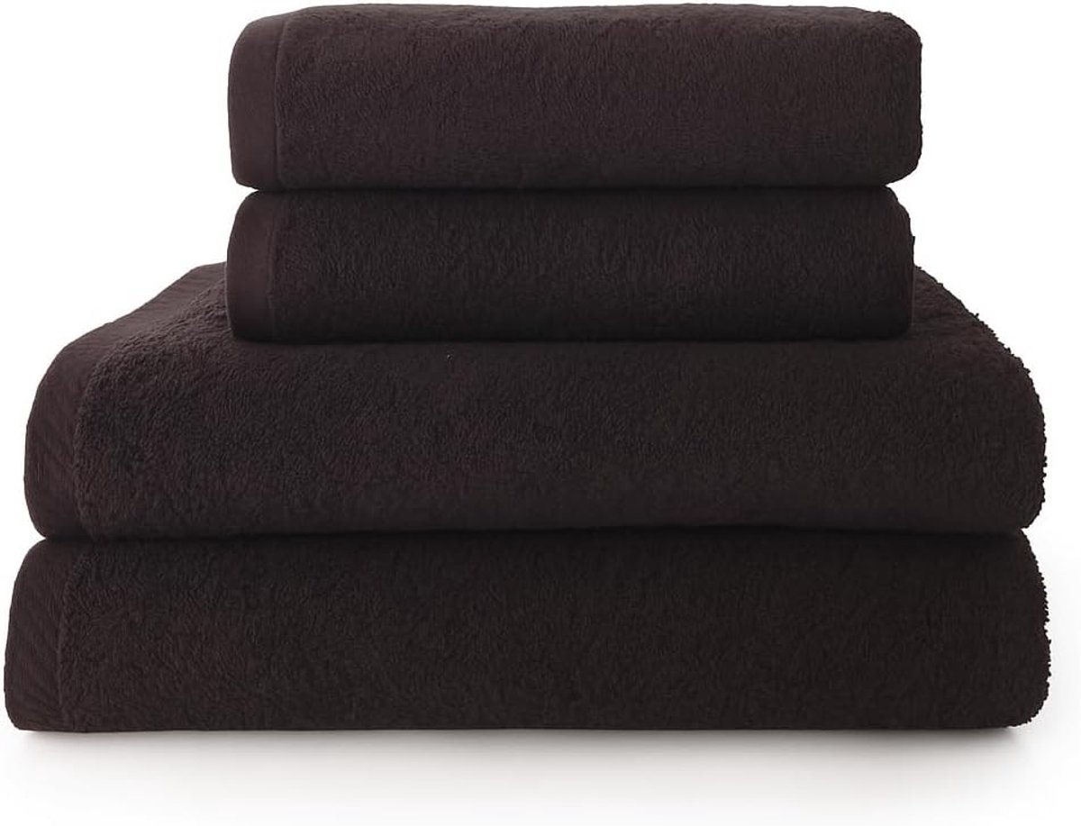 Set van 2 Handdoeken en 2 Badhanddoeken - Grijs - 100 x 50 cm en 70 x 140 cm - 100% Katoen - Voor Badkamer en Wellness