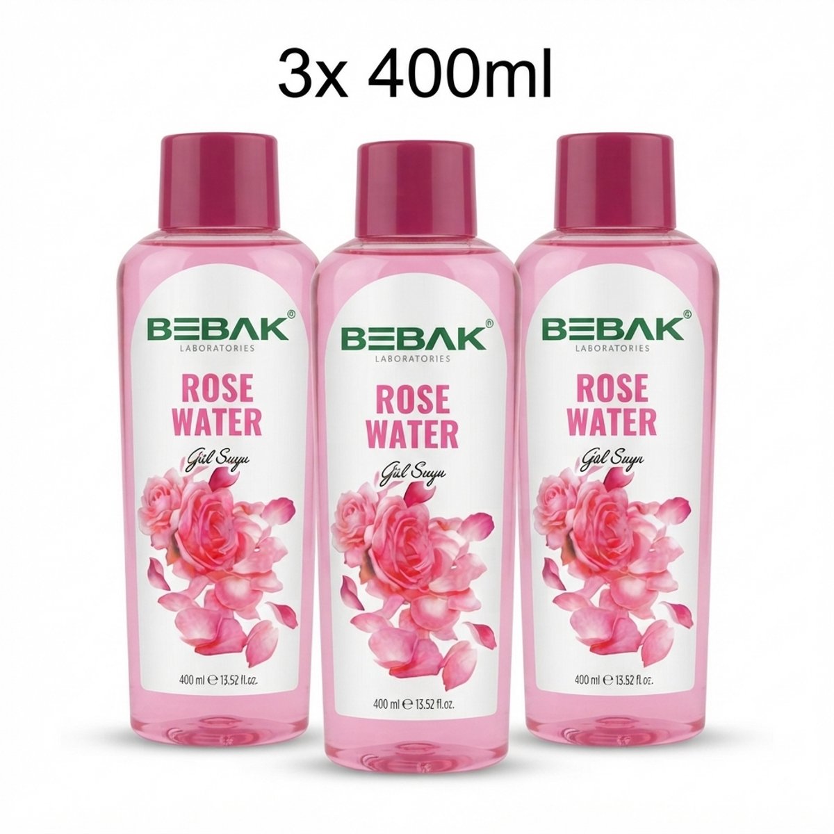 Bebak Rozenwater 3x400ml – Alcohol- & Parabenvrij - Gul Suyu