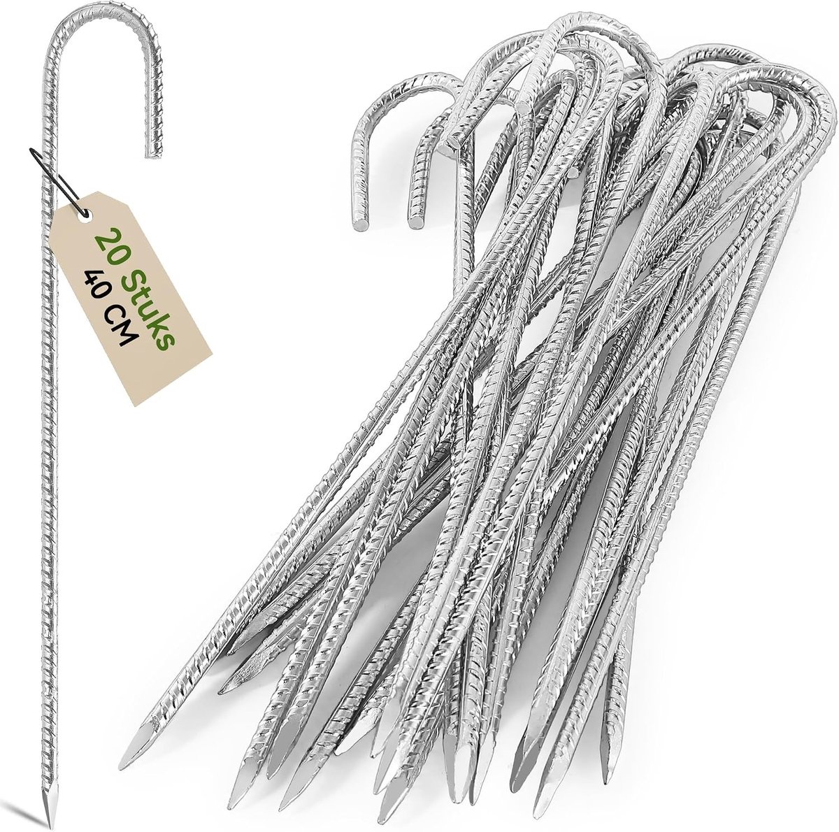 Robuuste Ankerpennen - Zwart - Ø 8mm - Verzinkt Staal met J-haken - Voor Trampoline, Tent en Tuin