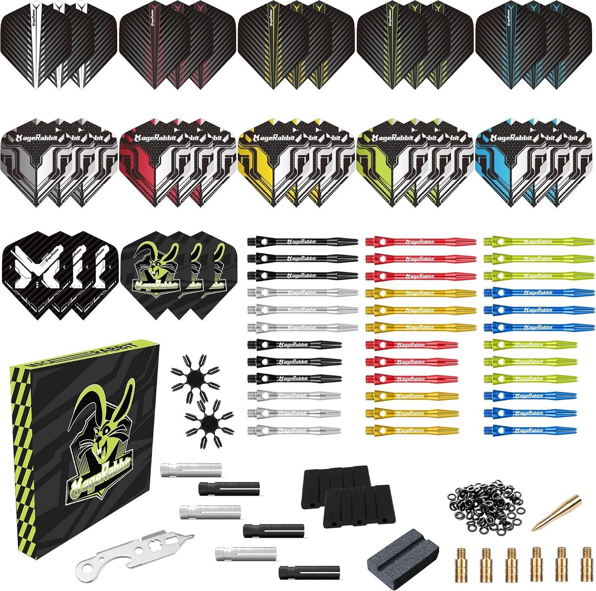 Dartaccessoireset - Multicolor - - Compleet met Schachten, Vluchten, Gewichten en Onderhoudsaccessoires