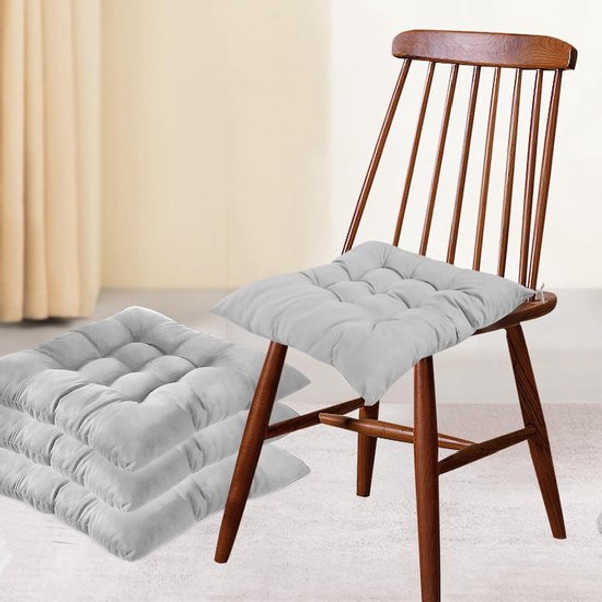 Set van 4 Stoelkussens, Zithoes voor Binnen en Buiten, 40 x 40 cm, Perfect voor Eetkamer, Tuin en Kantoor, Comfortabel en Stijlvol