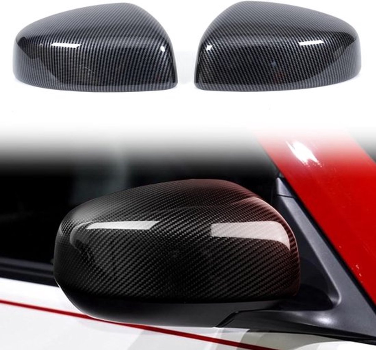 Set van 2 buitenspiegelschermkapjes voor Nissan 370Z Z34 (2009-2021) - Carbonfiber-stijl, perfecte pasvorm en duurzaam ontwerp