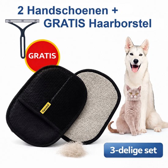 Yammii | 2 Stuks Huisdier haar Verwijderaar Handschoen – Kledingroller - Kledingborstel - Herbruikbaar & Wasbaar – Haarborstel - Pluizenverwijderaar - Voor Bank, Kleding, Tapijt & Auto