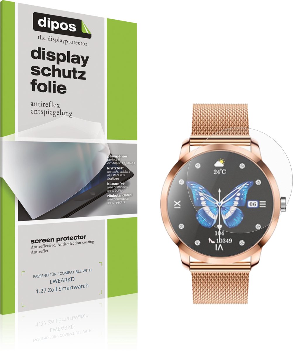 dipos – 6x Matte Beschermfolie geschikt voor LWEARKD 1.27 Zoll Smartwatch | Krasbestendige & antireflecterende Screenprotector Ultra-Thin