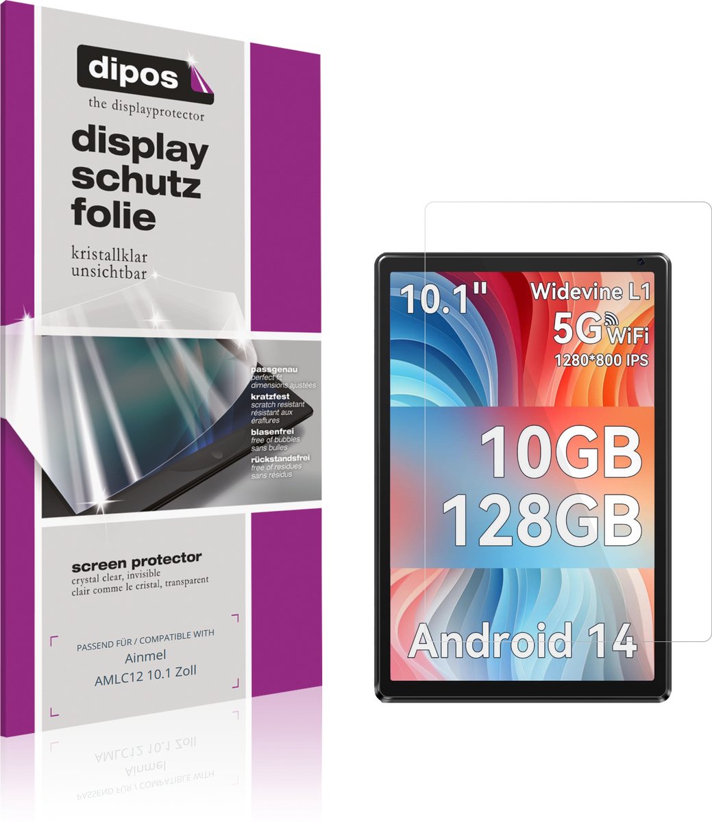 dipos – 2x Beschermfolie geschikt voor Ainmel AMLC12 10.1 Zoll | Krasbestendige & heldere Screenprotector Ultra-Thin