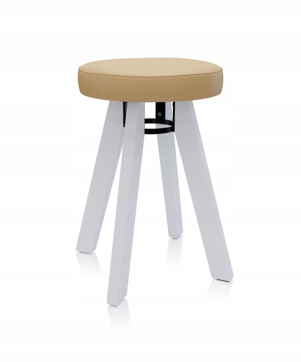 WENUS Keukentabouret - Wit Gelakt Beukenhout & Eco Leder