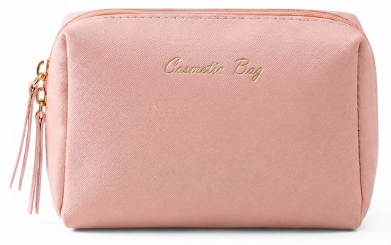 Ainy Chique Make Up Tasje roze - compacte organizer 18x13x7cm voor cosmetica en skincare - waterbestendig met verguld ritssluiting - toilettas dames voor make-up kwasten & sieraden | Beautycase voor tafel bureau of onderweg | cadeau voor vrouwen