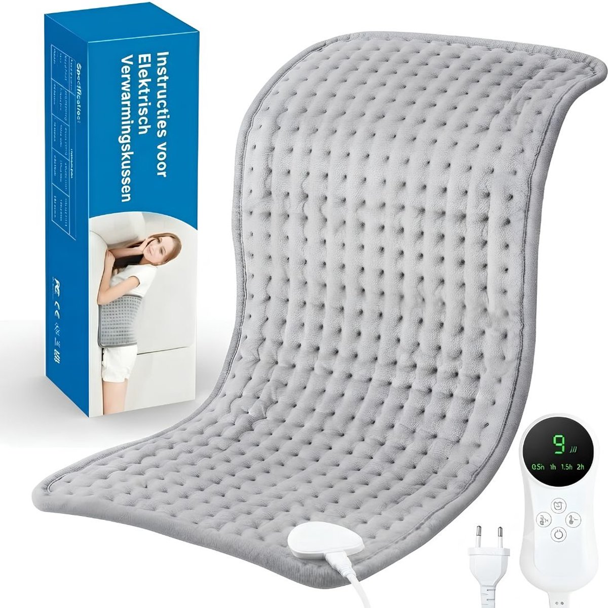 LNMsolutions® Warmtekussen - Warmtekussen Elektrisch - Verwarmingskussen - Grijs - 30cm x 9cm x 9cm