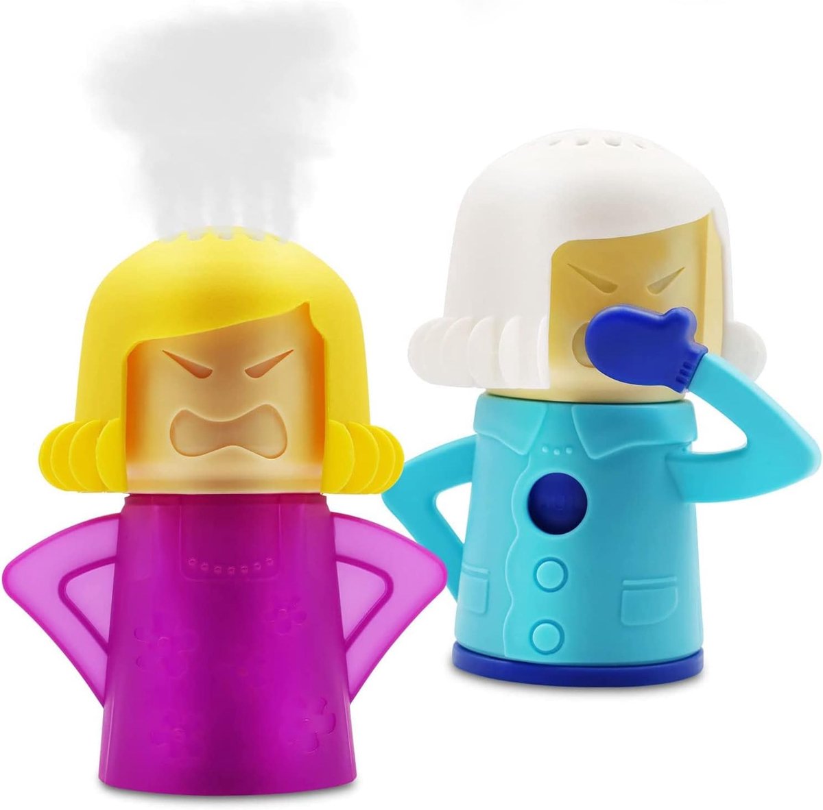 2 stuks Angry Mama magnetronreiniger met koelkastreiniger, maakt in enkele minuten gemakkelijk schoon, magnetronreiniger met stoom voor thuis of op kantoor