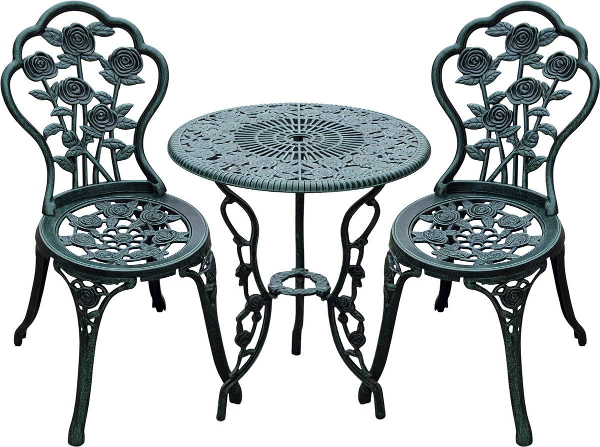 Outsunny Bistroset voor buiten - Aluminium - 60x60x69cm - Brons