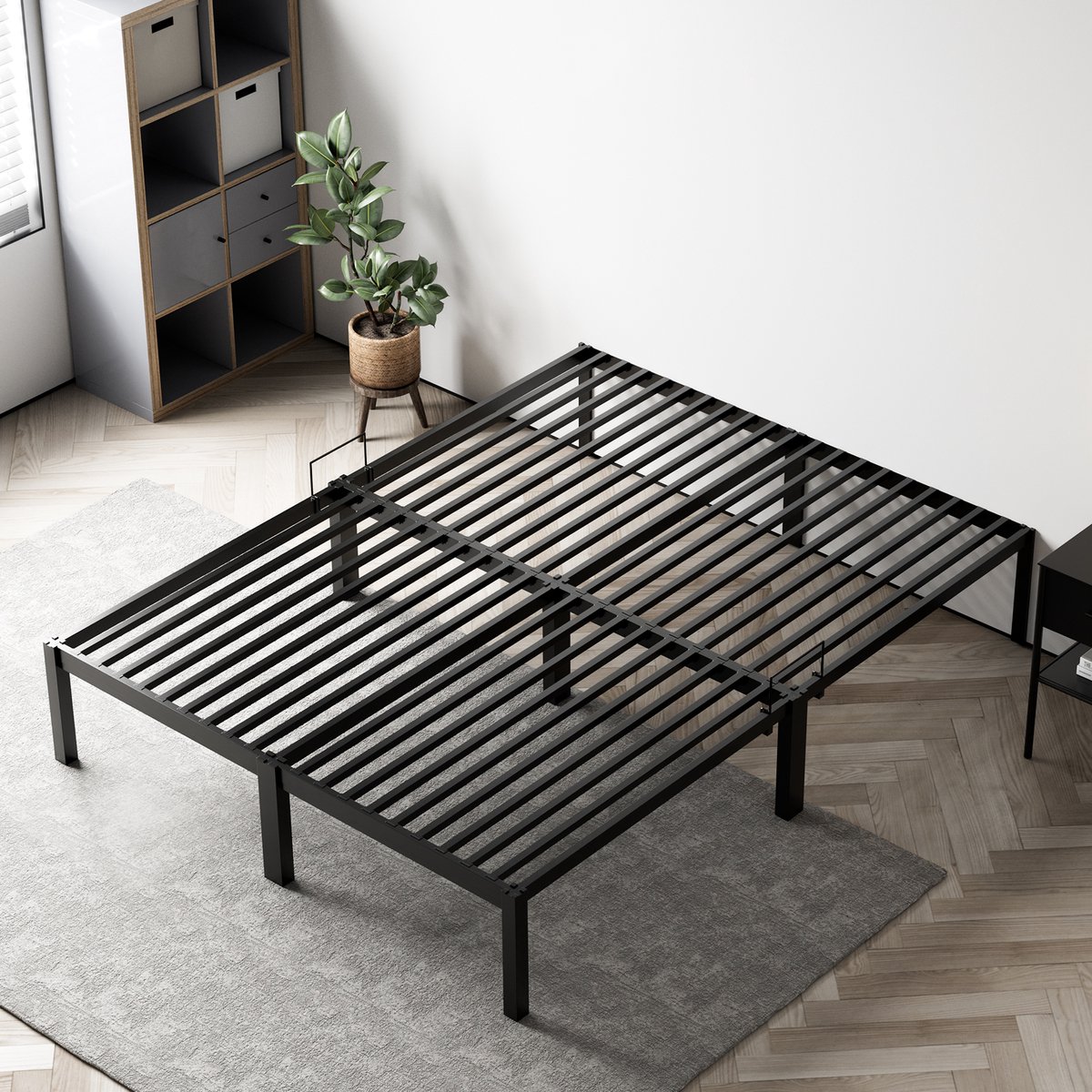 HOMAVO Metalen Bedframe 180 x 200 cm – Stevig en Stil – Antislip – Ruime Opbergruimte – Schroefloze Montage