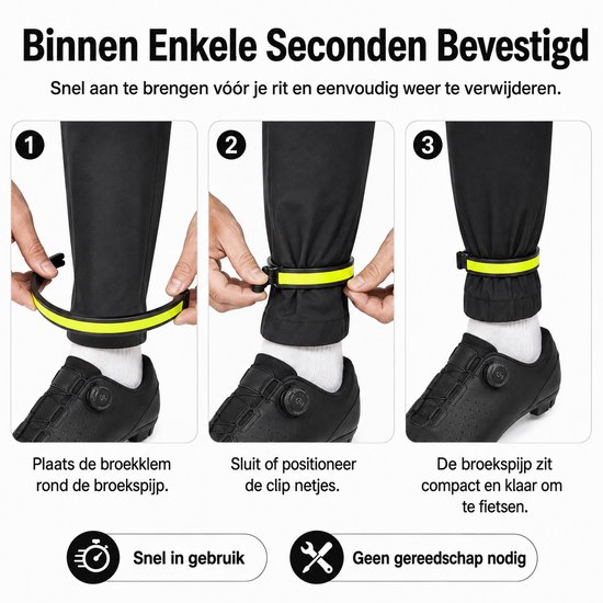 Broekklemmen Fiets - Reflecterende Fietsbroekclips - Veilig Fietsen - Houdt Broekspijp Weg van Ketting - 2 Stuks - Groen — afbeelding 4