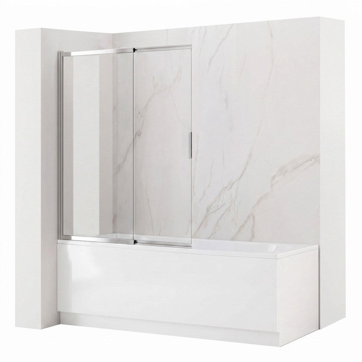 Rea - Badwand Schuifbaar Dario Chrome 100 - 0,6 x 100 x 140 cm