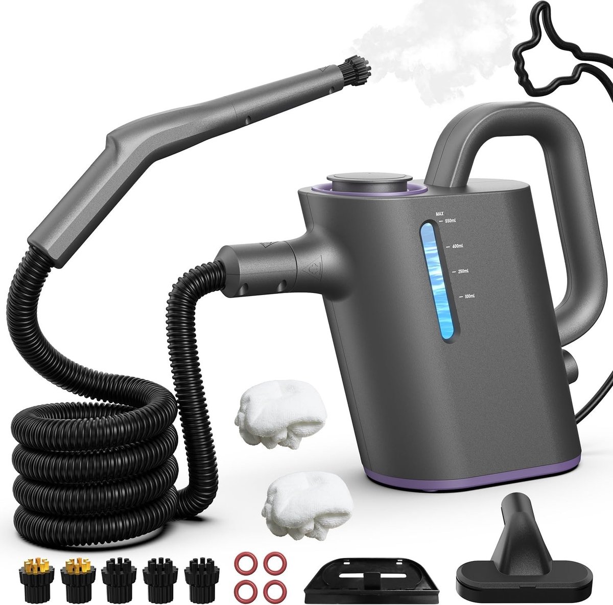 Stoomreiniger - Lila - 550 ml - Draagbare Stoomreiniger met 16 Accessoires - Voor Keuken, Badkamer en Huishoudens