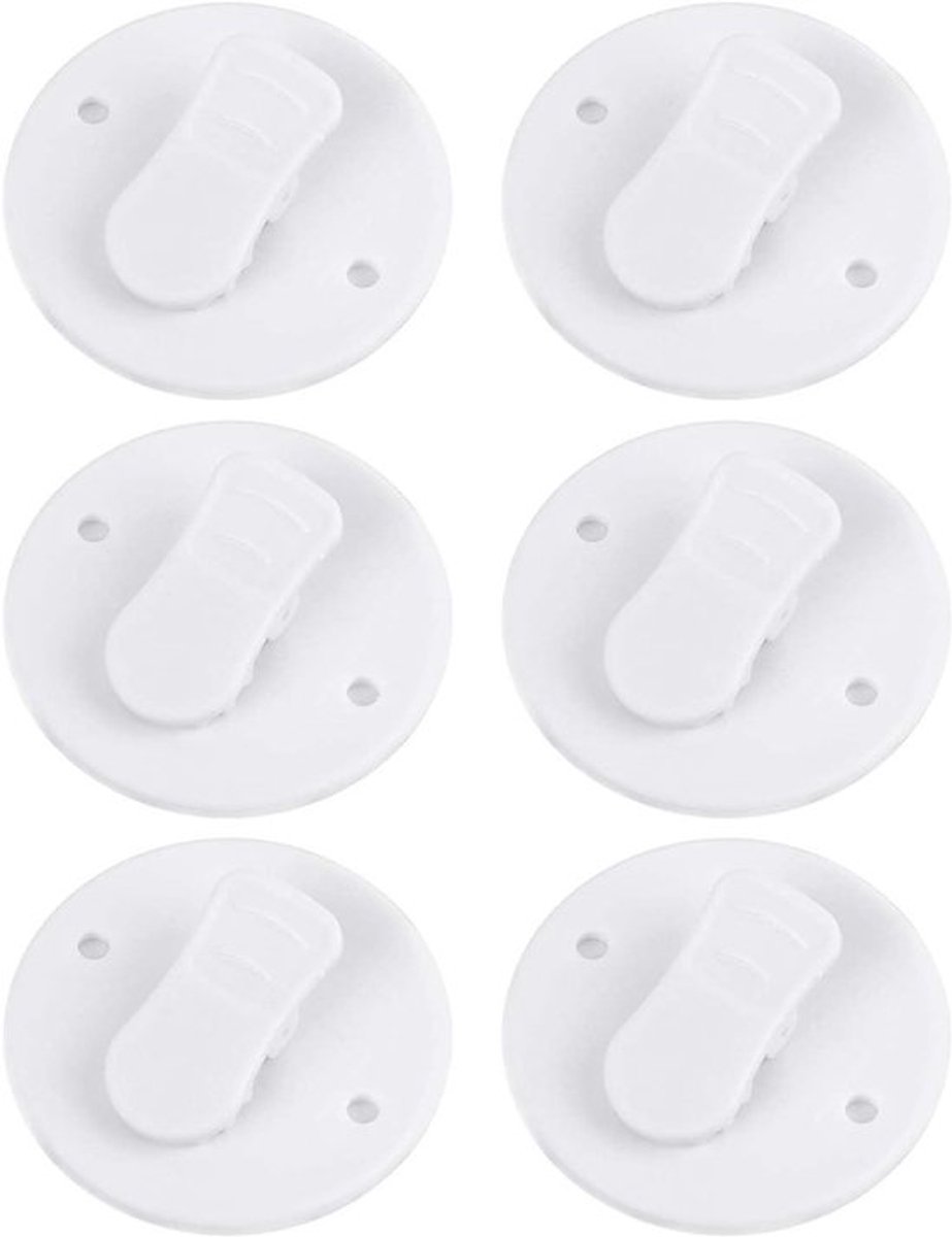 Set van 6 Winddichte Douchegordijn Clips, 5.5 cm Zelfklevend, Waterdichte Bevestiging voor Douchegordijnen en Badkameraccessoires