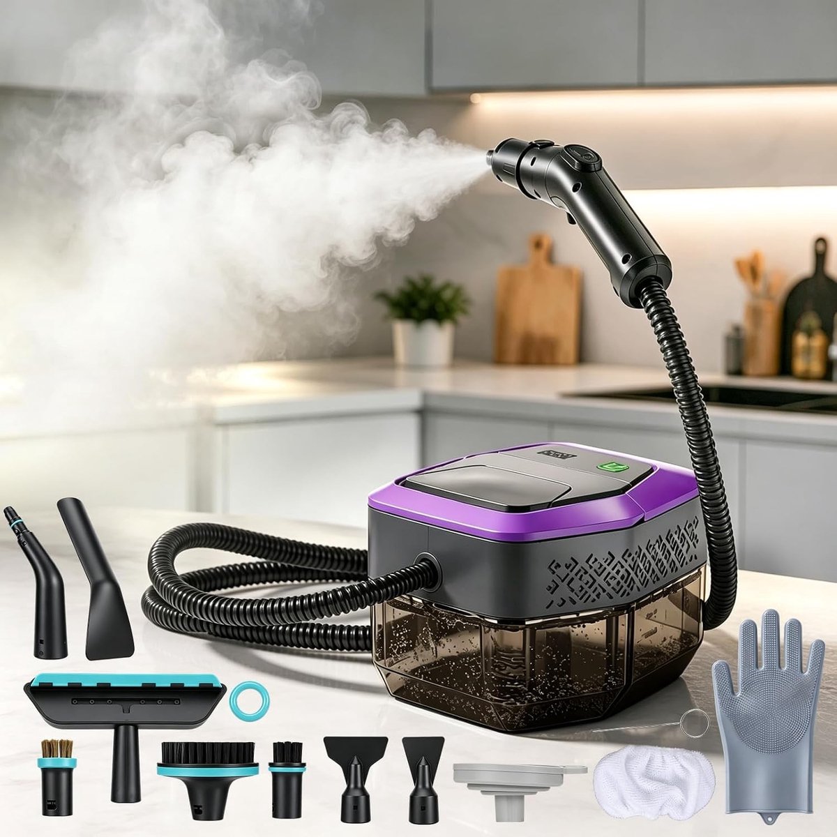 Handstoomreiniger - Wit - 1800 ml - Snelle Verwarming met 4 Bar Stoomdruk - Voor Vloeren, Oven, Tapijt en Bank