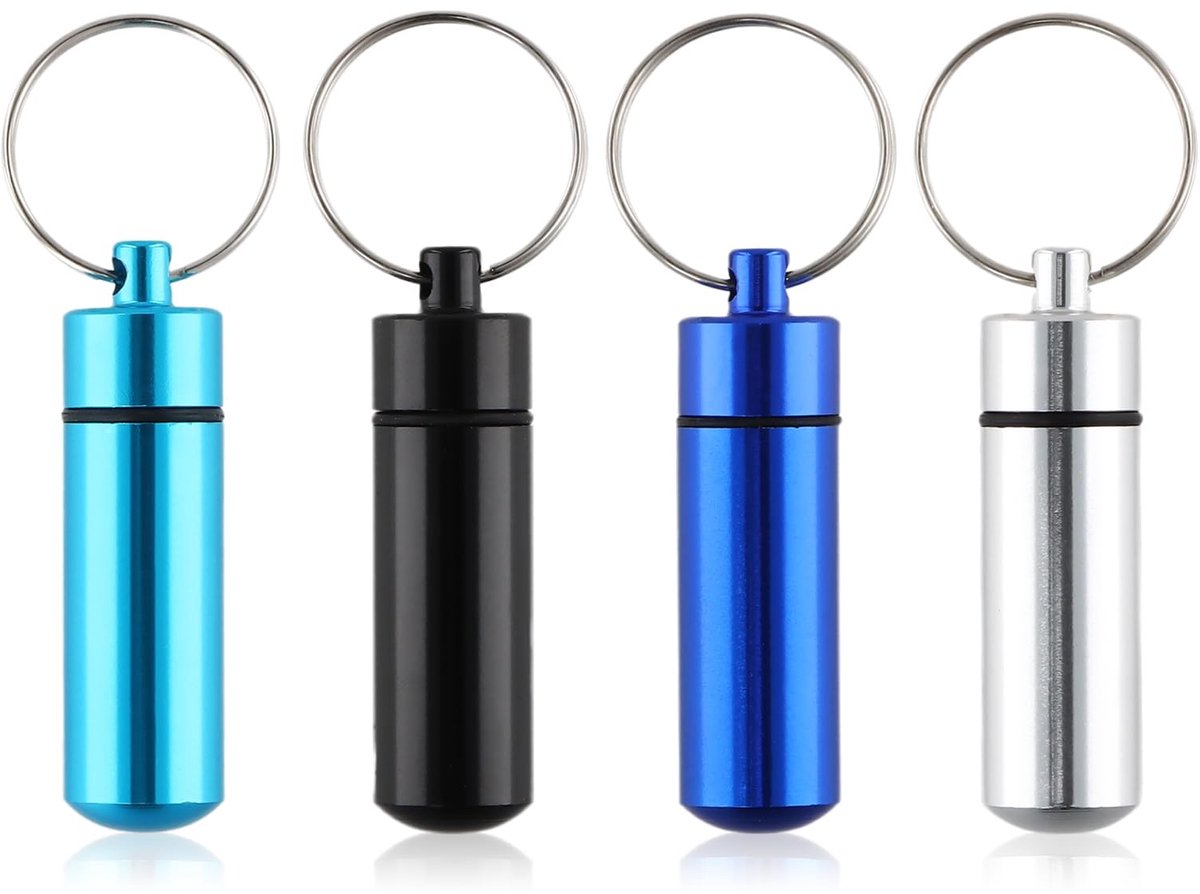 Solidchoice - Set van 4 Mini Pillendozen met Sleutelhanger voor Reizen