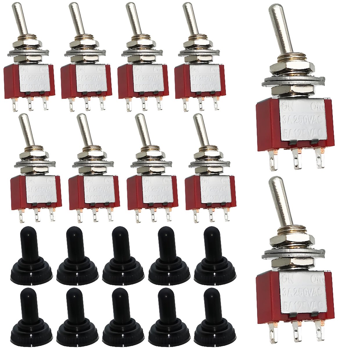 Solidchoice - Mini Hefboomschakelaar SPDT, Eenzijdige Reset, Set van 10