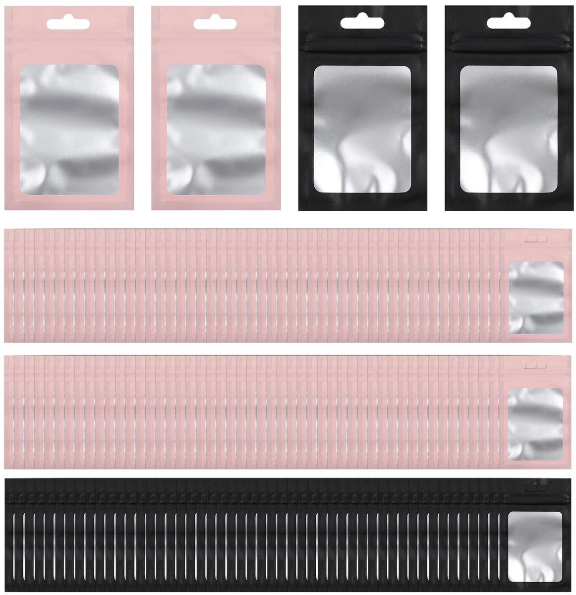 Solidchoice - 100 Roze en 50 Zwarte Zelfsluitende Zakjes - Perfect voor Snoep, Sieraden en Verpakkingen