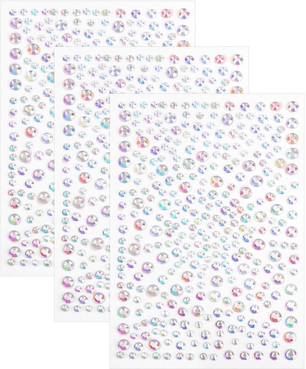 Gezichts Edelstenen - Zelfklevende Steentjes - Creatieve Decoratie - 969 Stuks - Verschillende Maten - Multicolor