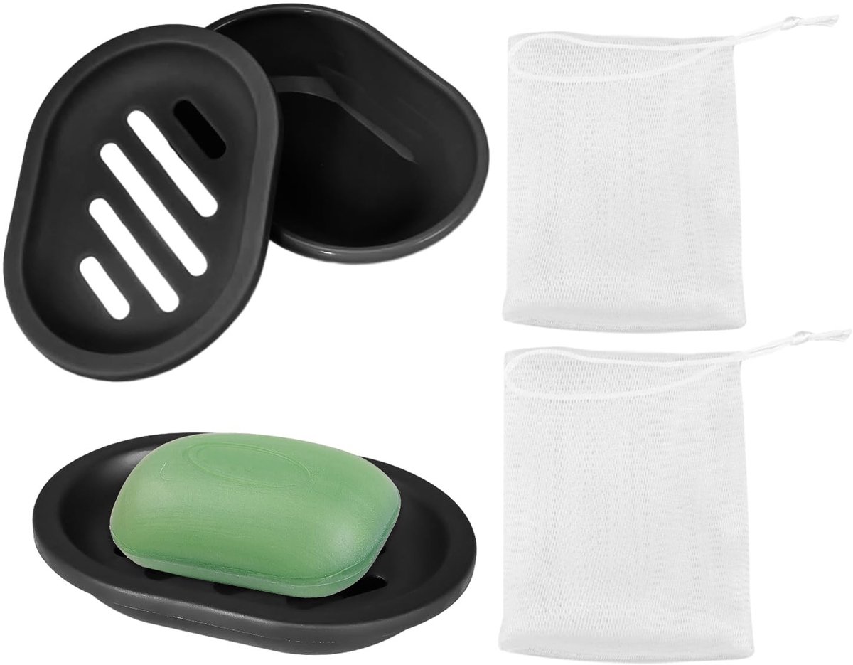 Solidchoice - Set van 2 Zwarte Antislip Zeepbakjes
