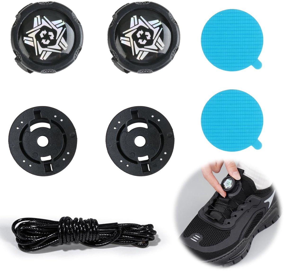 Solidchoice - Set van 2 Zwarte Veters voor Schoenen, 120 cm