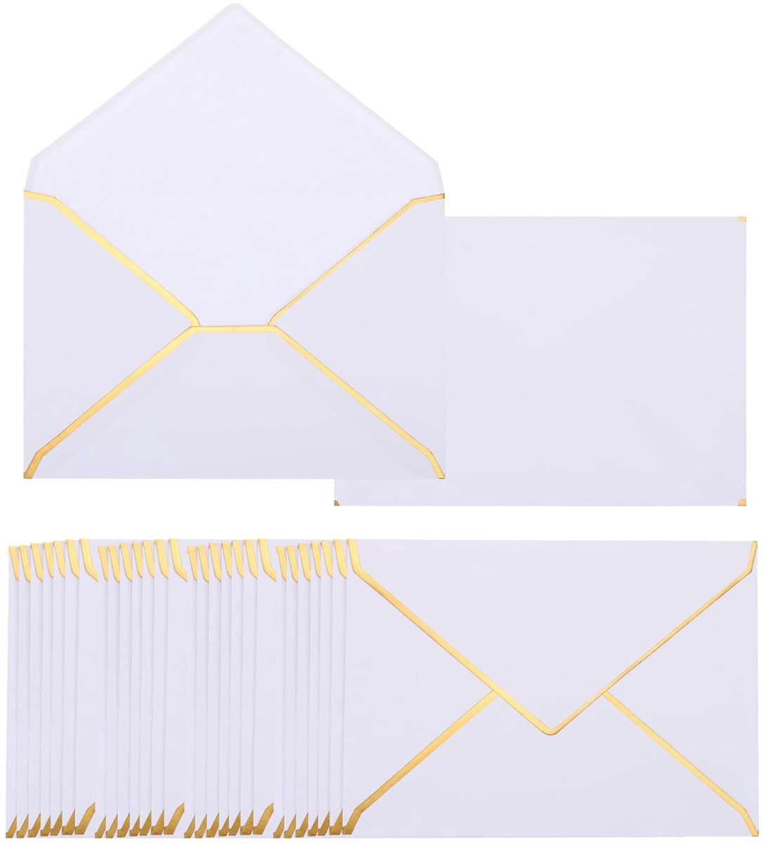 Solidchoice - Set van 200 Luxe A7 Enveloppen met Gouden Rand - Perfect voor Kaarten en Uitnodigingen