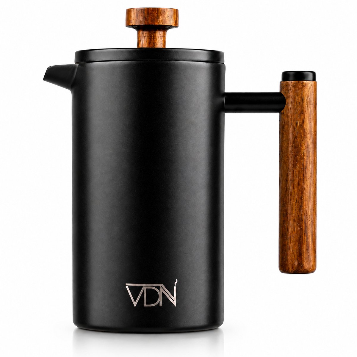 French press Cafetiere - 0.8 L - Verse koffiemaker - Dubbele wand isolatie - Zwart - VDN