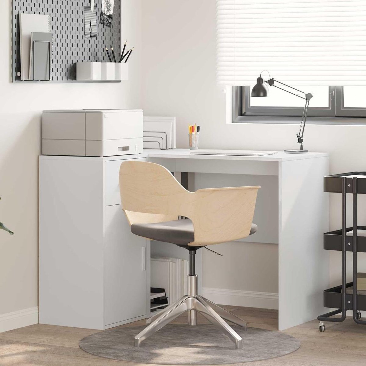 Hoekbureau met laden - Hoektafel Bureau - Thuiswerken Organiseren - Ruimtebesparend Ontwerp - 102 x 88 x 75 cm - Wit